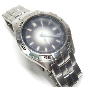 Vintage Fossil Blue AM-3997 Mens Watch Silver Steel Wristband Gray Face Watch